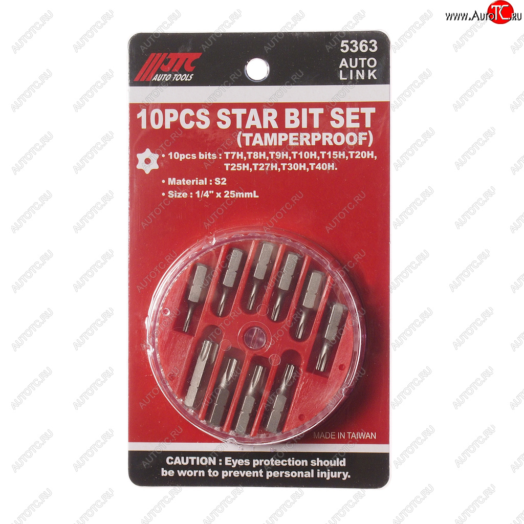 699 р. Набор бит 14 TORX T7H-T40H с отверстием 10 предметов в кейсе JTC JTC TOOLS CO., LTD jtc-5363  с доставкой в г. Кемерово