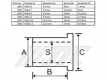 339 р. Заклепка резьбовая M6х1мм алюминиевая 10шт. JTC JTC TOOLS CO., LTD jtc-2066-10  с доставкой в г. Кемерово. Увеличить фотографию 2