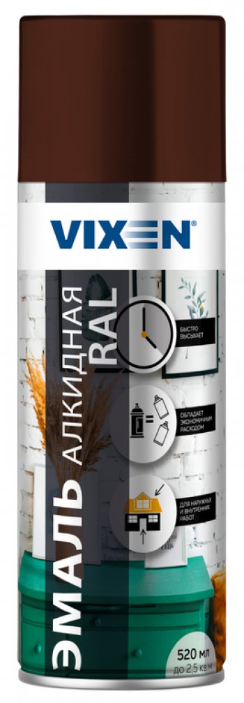 269 р. Краска коричневая аэрозоль 520мл универсальная VIXEN VIXEN vx-18012  с доставкой в г. Кемерово. Увеличить фотографию 1