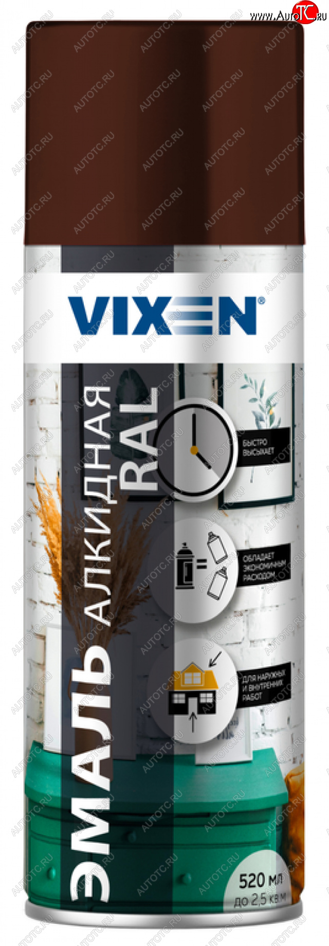 269 р. Краска коричневая аэрозоль 520мл универсальная VIXEN VIXEN vx-18012  с доставкой в г. Кемерово