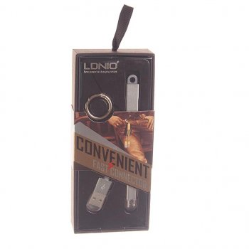 76 р. Кабель iPhone (5-)micro-USB 0.13м серебристый брелок LDNIO LDNIO lc-89sv  с доставкой в г. Кемерово. Увеличить фотографию 1