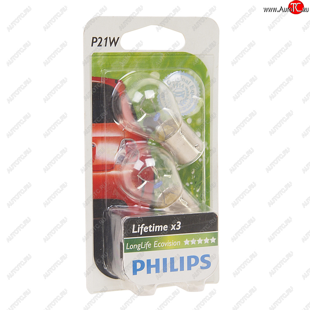 284 р. Лампа 12V P21W BA15s блистер (2шт.) Long Life Eco Vision PHILIPS PHILIPS 12498llecob2  с доставкой в г. Кемерово