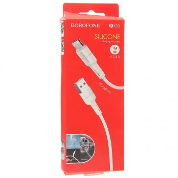 232 р. Кабель micro USB 1м белый BOROFONE BOROFONE bx30 white  с доставкой в г. Кемерово. Увеличить фотографию 2
