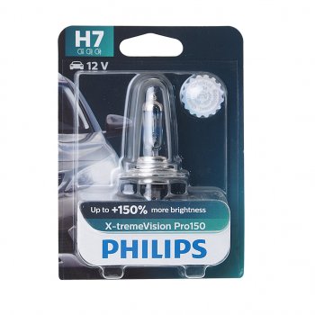 1 689 р. Лампа 12V H7 55W PX26d +150% блистер (1шт.) X-Treme Vision Pro 150 PHILIPS PHILIPS 12972xvproбл  с доставкой в г. Кемерово. Увеличить фотографию 1