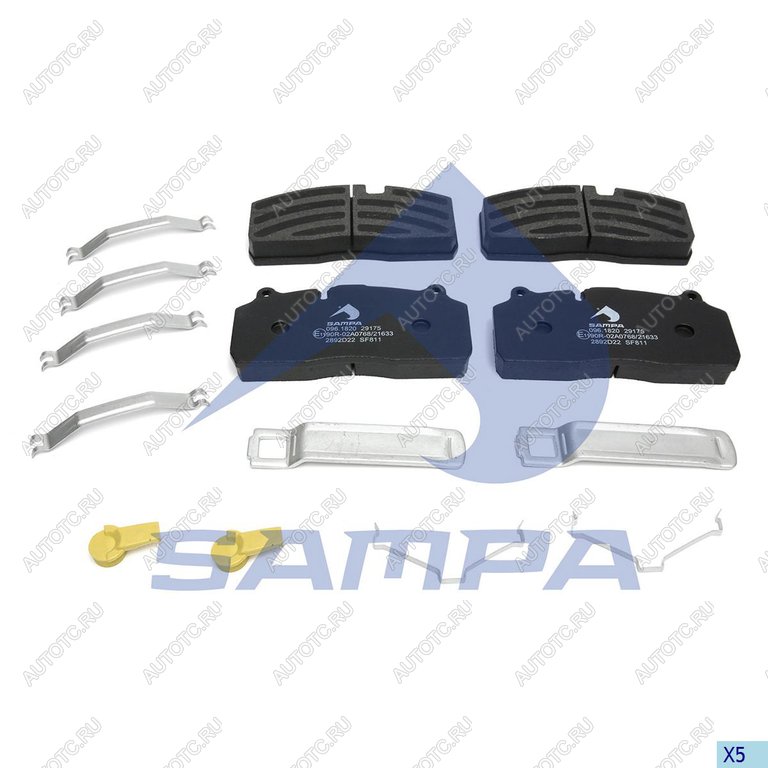 6 499 р. Колодки тормозные КАМАЗ-5490 SAF B9-22S передн.задн. с отв.под пятаки (210х93.8х30мм) (4шт.) SAMPA SAMPA 096.1820-01  с доставкой в г. Кемерово