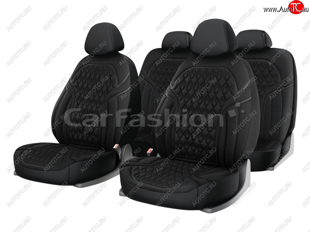 3 379 р. Универсальные чехлы сидений (майка, 11 предм., полиэстер) Impulse CARFASHION   (черный)  с доставкой в г. Кемерово