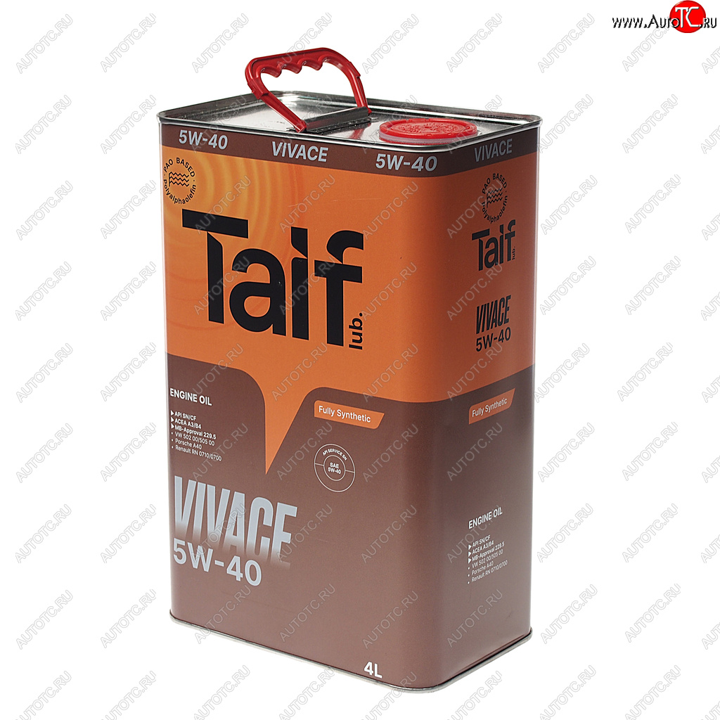 2 659 р. Масло моторное VIVACE PAO 5W40 SNCFA3B4 синт.4л TAIF TAIF 211026  с доставкой в г. Кемерово
