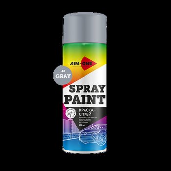 261 р. Краска серая аэрозоль 450мл акриловая Spray Paint Gray AIM-ONE AIM-ONE sp-g48  с доставкой в г. Кемерово. Увеличить фотографию 1