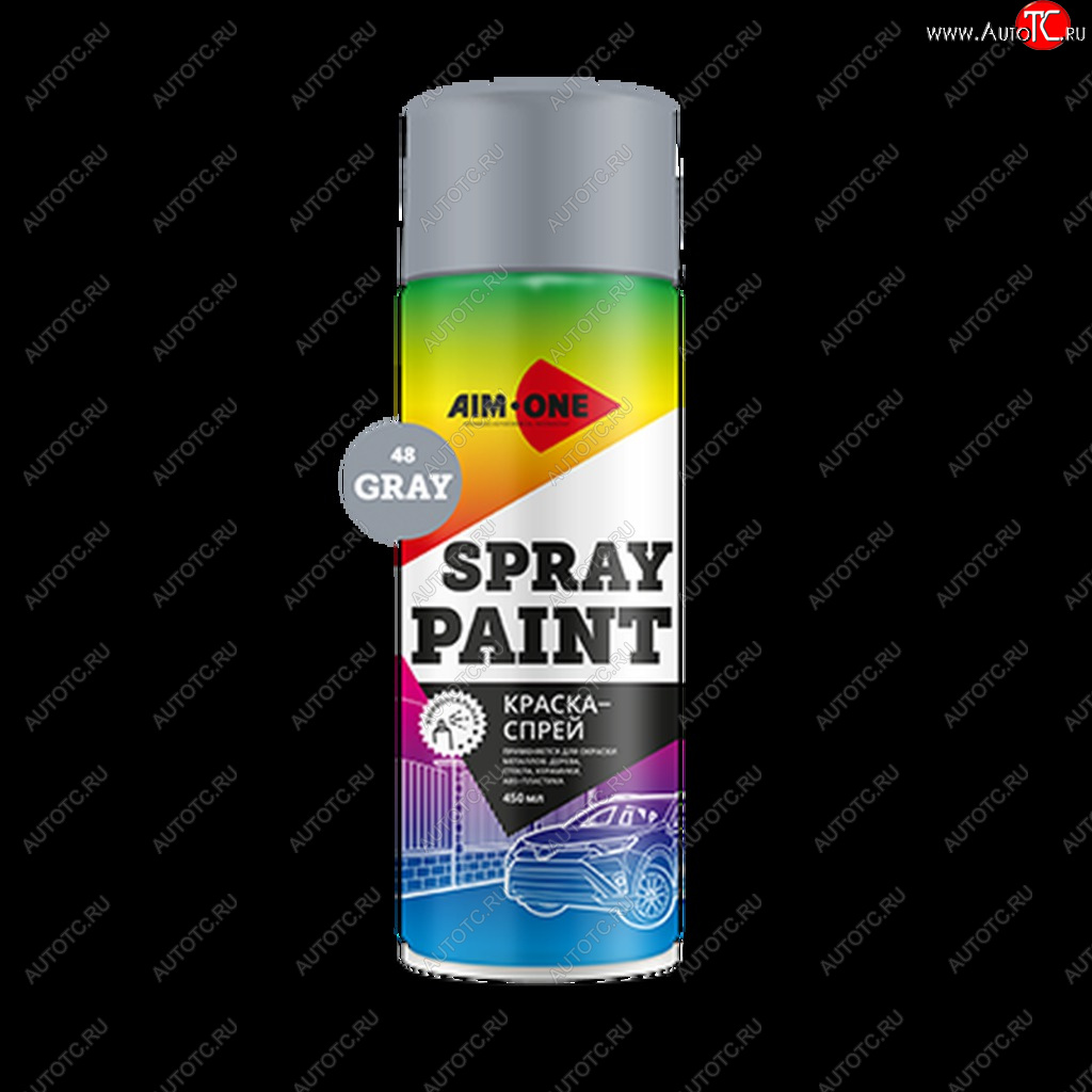 261 р. Краска серая аэрозоль 450мл акриловая Spray Paint Gray AIM-ONE AIM-ONE sp-g48  с доставкой в г. Кемерово