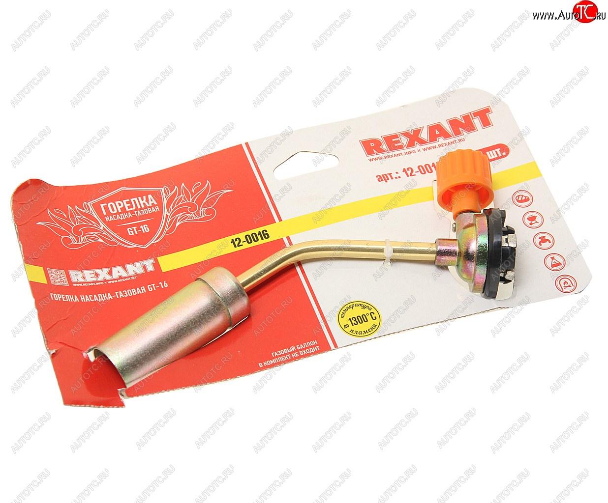 369 р. Горелка газовая под цанговый баллон без пьезоподжига GT-16 REXANT REXANT 12-0016  с доставкой в г. Кемерово