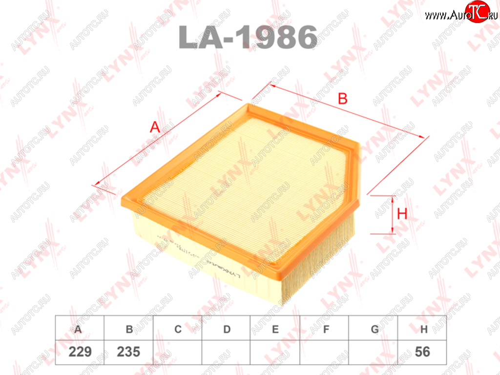 1 129 р. Фильтр воздушный TOYOTA Rav 4 (12-) LEXUS IS250 (13-) (2.2) LYNX LYNX la1986  с доставкой в г. Кемерово