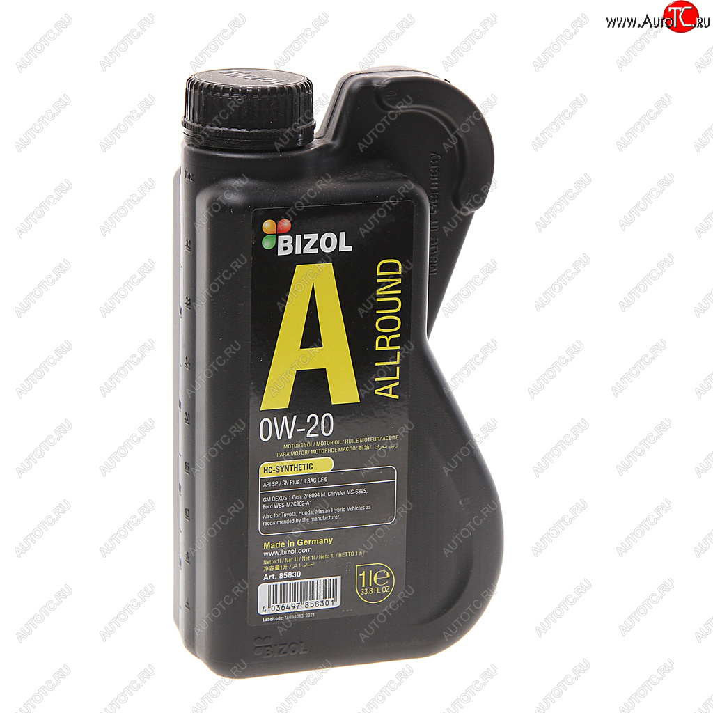 1 299 р. Масло моторное ALLROUND 0W20 синт.1л BIZOL BIZOL 85830  с доставкой в г. Кемерово