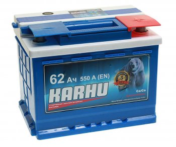 7 299 р. Аккумулятор KARHU 62Ач обратная полярность KARHU 6ст62(0)  с доставкой в г. Кемерово. Увеличить фотографию 1