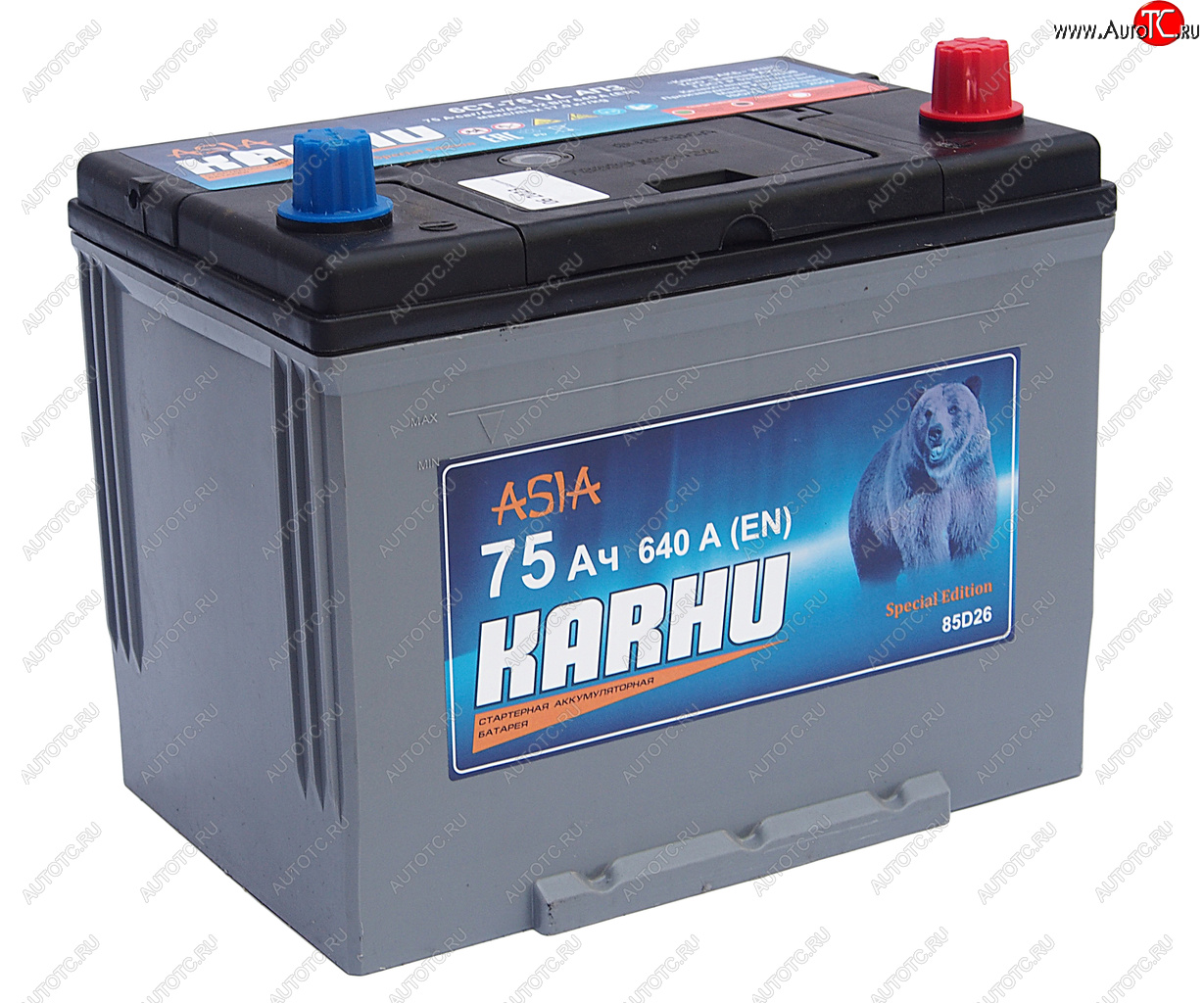 9 449 р. Аккумулятор KARHU Asia 75Ач обратная полярность KARHU 6ст75(0) 85d26l  с доставкой в г. Кемерово