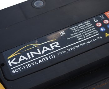 12 799 р. Аккумулятор KAINAR 110Ач обратная полярность KAINAR 6ст110(0)  с доставкой в г. Кемерово. Увеличить фотографию 4