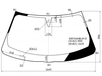 Стекло лобовое (Датчик дождя Молдинг) Infiniti FX35 08-12  FX30d 10-12  FX37 08-13  FX50 08-13 FUYAO 6057AGNBLMVZ