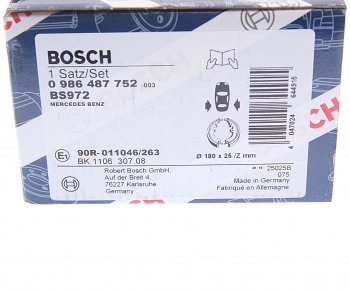 3 279 р. Колодки тормозные задние барабанные (4шт.) BOSCH Mercedes-Benz E-Class W212 дорестайлинг седан (2009-2012)  с доставкой в г. Кемерово. Увеличить фотографию 5