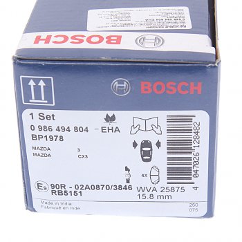 2 089 р. Колодки тормозные передние (4шт.) BOSCH Mazda 3/Axela BM дорестайлинг, хэтчбэк (2013-2016)  с доставкой в г. Кемерово. Увеличить фотографию 4