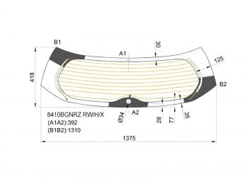 Стекло заднее (Цвет зеленый Обогрев) Toyota RAV4 (XA40) 12-19 XYG 8410BGNRZ RW/H/X