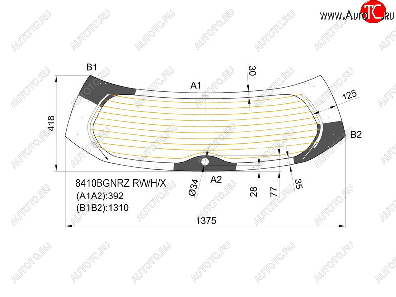 9 599 р. Стекло заднее (Цвет зеленый Обогрев) Toyota RAV4 (XA40) 12-19 XYG 8410BGNRZ RW/H/X  с доставкой в г. Кемерово