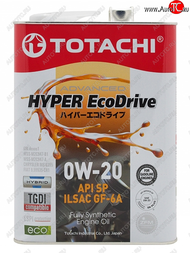 4 399 р. Масло моторное TOTACHI HYPER Ecodrive Fully Synthetic SPRCGF-6A 0W-20 4л TOTACHI E0104  с доставкой в г. Кемерово