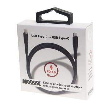 439 р. Кабель USB Type C-USB Type C 1м WIIIX WIIIX cb-712tc-tc(1.0)-chp-b  с доставкой в г. Кемерово. Увеличить фотографию 2