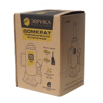 3 799 р. Домкрат бутылочный 20т 245-455мм с клапаном (ремкомплект) ЭВРИКА ЭВРИКА er-80201  с доставкой в г. Кемерово. Увеличить фотографию 3