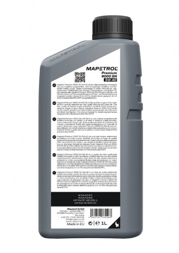 1 139 р. Масло моторное PREMIUM 9000 SN 5W40 синт.1л MAPETROL MAPETROL map0027  с доставкой в г. Кемерово. Увеличить фотографию 2