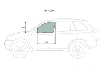 Стекло боковое опускное (Спереди Слева Цвет зеленый) Chery Tiggo T11 05-16  Vortex Tingo 10-14 XYG T11 FD/LH