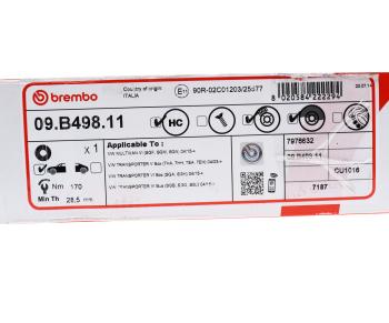 11 249 р. Диск тормозной VW T5 (03-) передний (1шт.) BREMBO BREMBO 09.b498.11  с доставкой в г. Кемерово. Увеличить фотографию 7