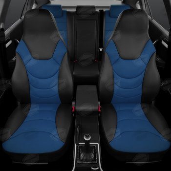 8 999 р. Авточехлы универсальные экокожа черно-синие комплект Recaro AVTOLIDER AVTOLIDER urek31-0303  с доставкой в г. Кемерово. Увеличить фотографию 2