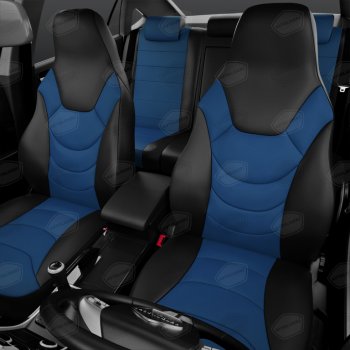8 999 р. Авточехлы универсальные экокожа черно-синие комплект Recaro AVTOLIDER AVTOLIDER urek31-0303  с доставкой в г. Кемерово. Увеличить фотографию 1