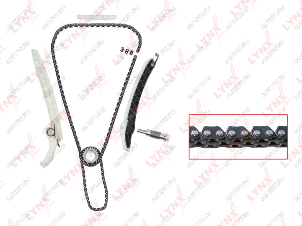 13 299 р. Комплект цепи ГРМ MERCEDES C (W204) (2 цепи+башмак натяж+успокоит+натяж+1 звезда) LYNX LYNX tk0206  с доставкой в г. Кемерово