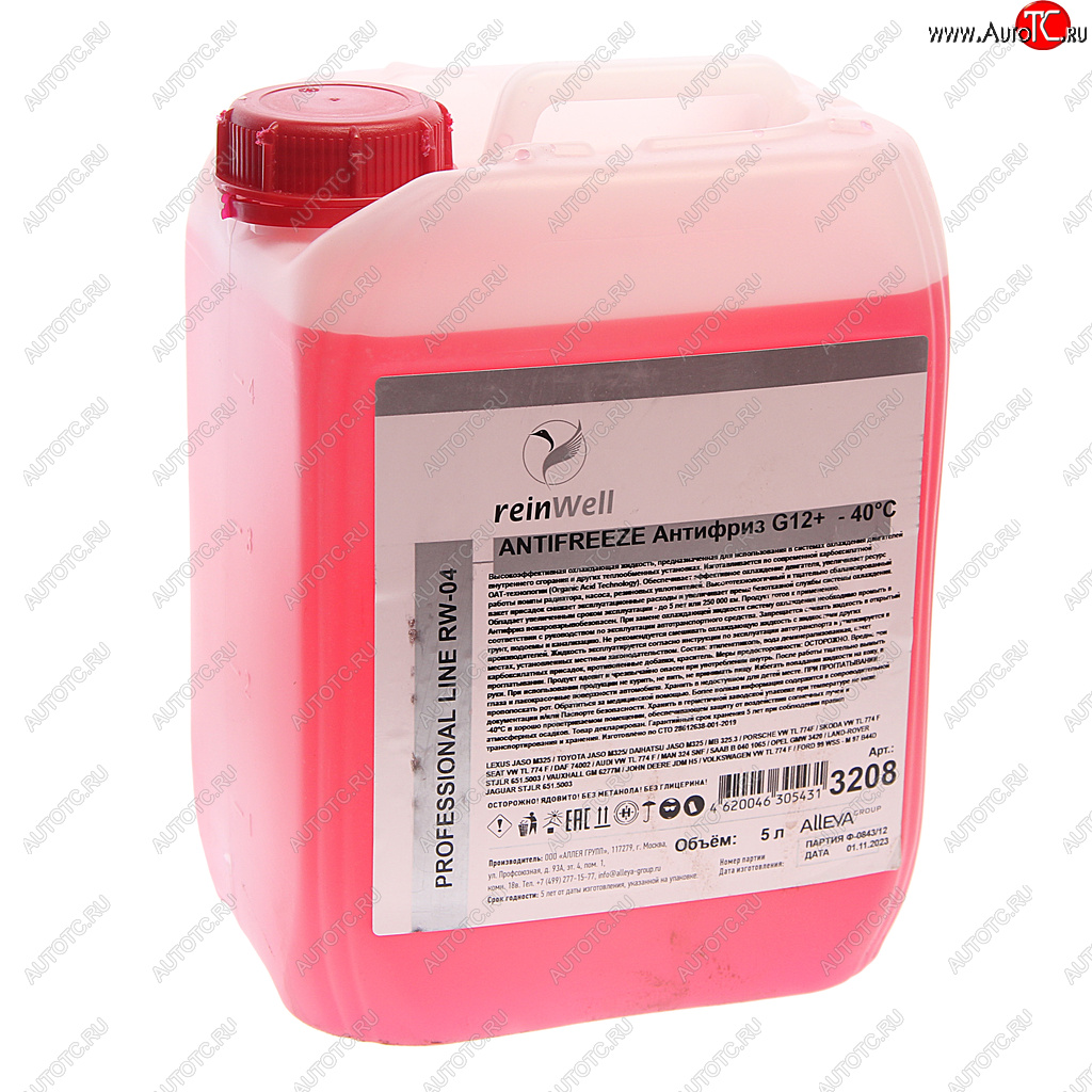 1 219 р. Антифриз красный -40C 5л G12+ REINWELL REINWELL 3208  с доставкой в г. Кемерово