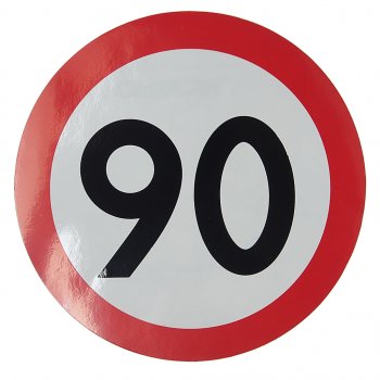 57 р. Наклейка-знак виниловая Ограничение скорости 90кмч круг, наружная d=16см AUTOSTICKERS AUTOSTICKERS 05028  с доставкой в г. Кемерово. Увеличить фотографию 1
