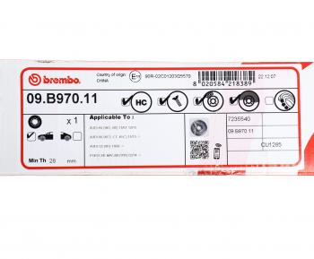 10 349 р. Диск тормозной AUDI A4,A6,A7 (07-) передний (1шт.) BREMBO BREMBO 09.b970.11  с доставкой в г. Кемерово. Увеличить фотографию 6