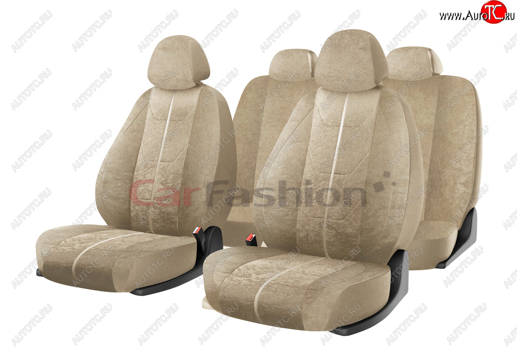 3 179 р. Авточехлы универсальные алькантара бежевые (11 предм.) Cruise CARFASHION CARFASHION 10102  с доставкой в г. Кемерово