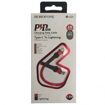 439 р. Кабель iPhone (5-)-USB Type C 1м красный BOROFONE BOROFONE bu21 red  с доставкой в г. Кемерово. Увеличить фотографию 2