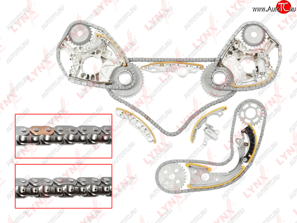 36 599 р. Комплект цепи ГРМ AUDI A4 (2.43.2) (4 цепи+4 башмака натяж+8 успокоит+3 натяж+6 звезд) LYNX LYNX tk0126  с доставкой в г. Кемерово