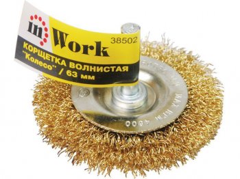 95 р. Кордщетка для дрели дисковая 63мм витая латунь IN WORK IN WORK 38502  с доставкой в г. Кемерово. Увеличить фотографию 2