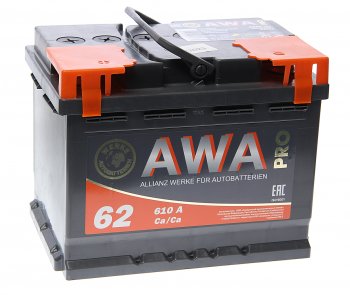 8 399 р. Аккумулятор AWA PRO 62Ач AWA 6ст62(1)  с доставкой в г. Кемерово. Увеличить фотографию 1