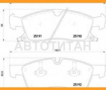 Колодки тормозные передние (4шт.) BREMBO Jeep Grand Cherokee WK2 дорестайлинг (2010-2013)