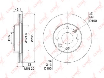 Диск тормозной KIA Rio (00-05) (1.31.5) передний (1шт.) LYNX LYNX bn1061