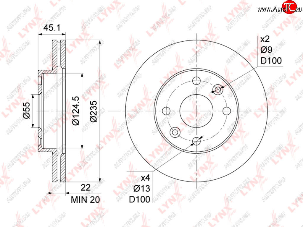 2 169 р. Диск тормозной KIA Rio (00-05) (1.31.5) передний (1шт.) LYNX LYNX bn1061  с доставкой в г. Кемерово