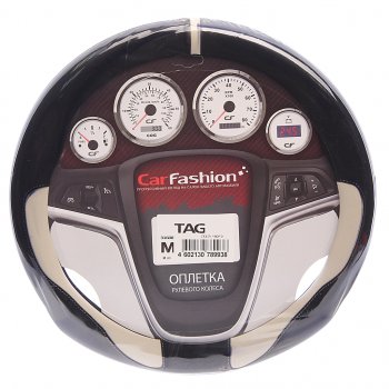 1 049 р. Оплетка руля (M) 37-39см черно-белая экокожа Tag CARFASHION CARFASHION 31608  с доставкой в г. Кемерово. Увеличить фотографию 1