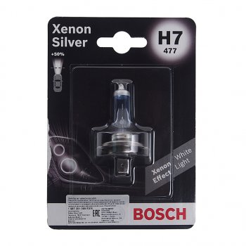 1 269 р. Лампа 12V H7 55W PX26d блистер (1шт.) Xenon Silver BOSCH BOSCH 1987301069  с доставкой в г. Кемерово. Увеличить фотографию 1