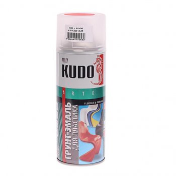 319 р. Грунт-эмаль для пластика красный RAL 3020 аэрозоль 520мл KUDO KUDO ku-6006  с доставкой в г. Кемерово. Увеличить фотографию 1