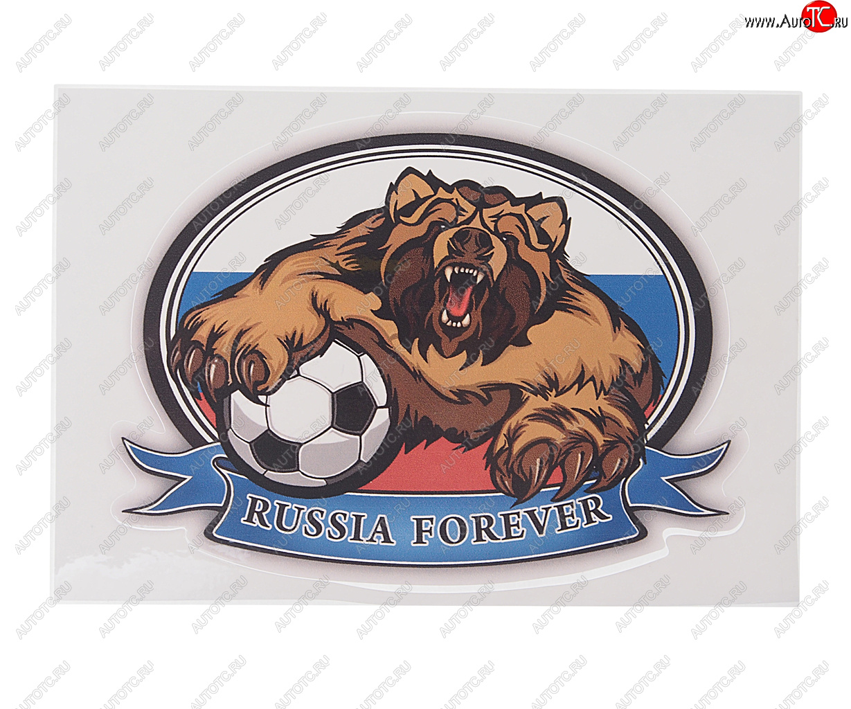 43 р. Наклейка виниловая вырезанная RUS-флаг медведь forever 10х14см полноцветная AUTOSTICKERS AUTOSTICKERS 06812  с доставкой в г. Кемерово
