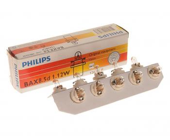 97 р. Лампа 12V 1.2W BAX8.5d белый патрон PHILIPS PHILIPS 12638cp  с доставкой в г. Кемерово. Увеличить фотографию 1