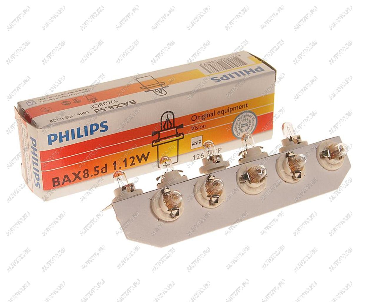 97 р. Лампа 12V 1.2W BAX8.5d белый патрон PHILIPS PHILIPS 12638cp  с доставкой в г. Кемерово